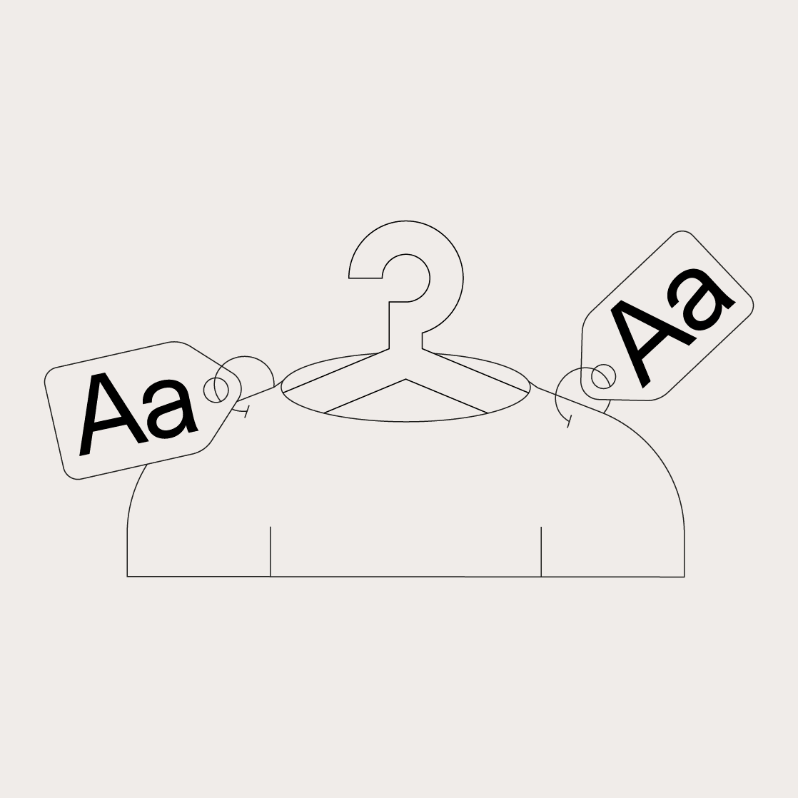 Illustration representing the Merchandise license for printing Sale Character fonts on physical products.