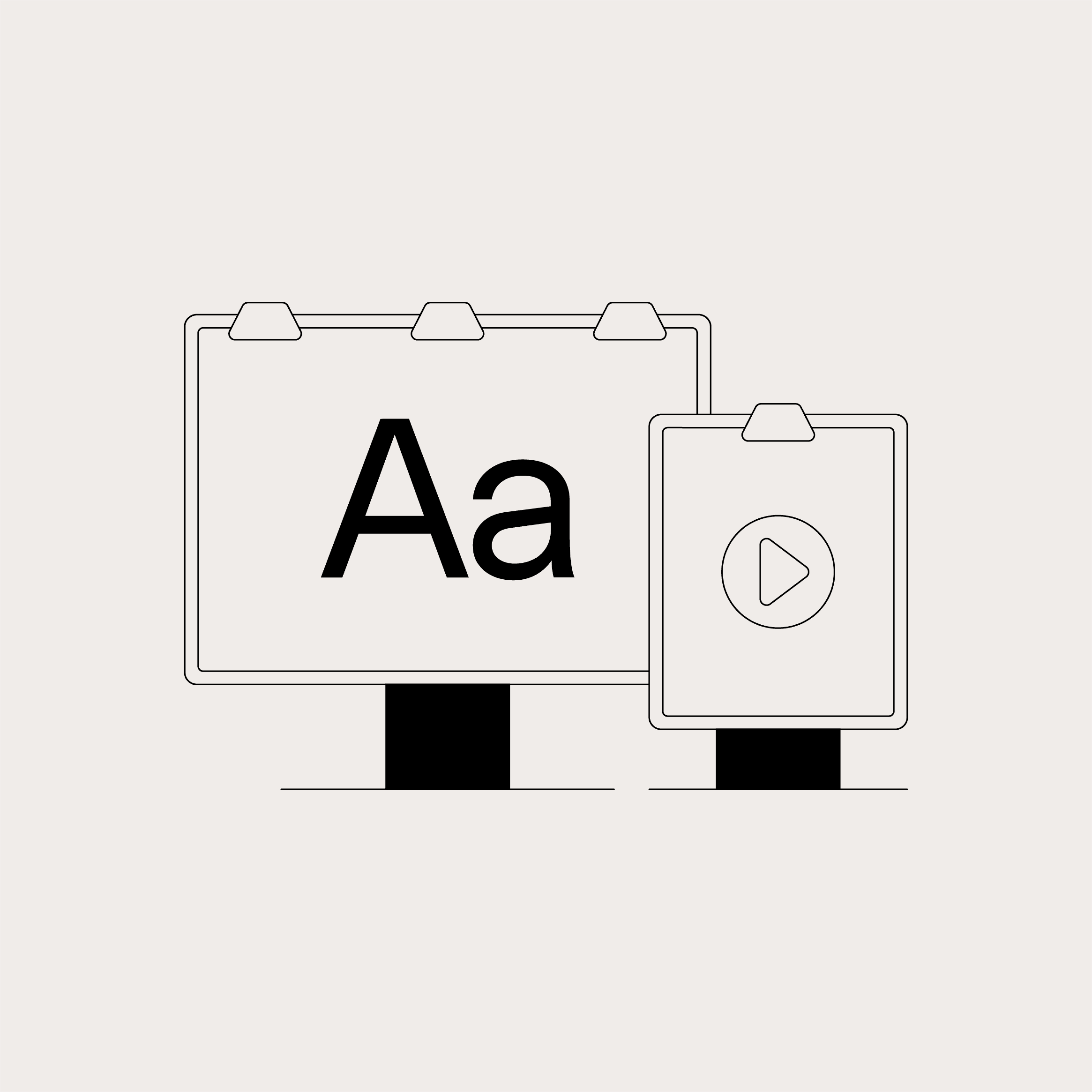 Illustration representing the Video license for using Sale Character fonts in Digital billboards or Digital platforms.