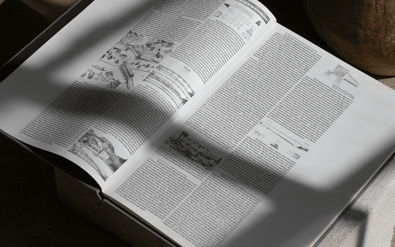 Aare Brücke book designed by Hubertus, showcasing the Walla typeface by Sale Character.